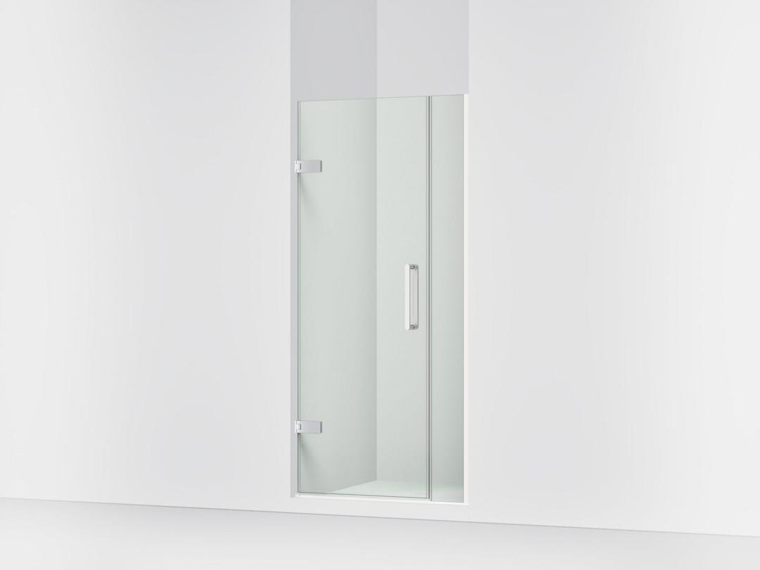 Kohler ComposedE Frameless pivot shower door, 71-9/16'' H x 33-5/8 - 34-3/8'' W, with 3/8'' thick Crystal Clear glass - Bright Polished Silver by Kohler