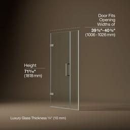 Kohler ComposedE Frameless pivot shower door, 71-9/16'' H x 39-5/8 - 40-3/8'' W, with 3/8'' thick Crystal Clear glass - Anodized Brushed Nickel - image 3