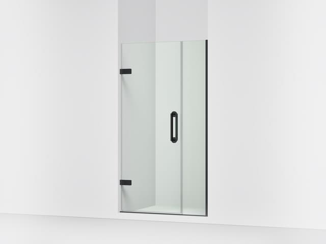 Kohler ComponentsE Frameless pivot shower door, 71-9/16'' H x 33-5/8 - 34-3/8'' W, with 3/8'' thick Crystal Clear glass - Matte Black