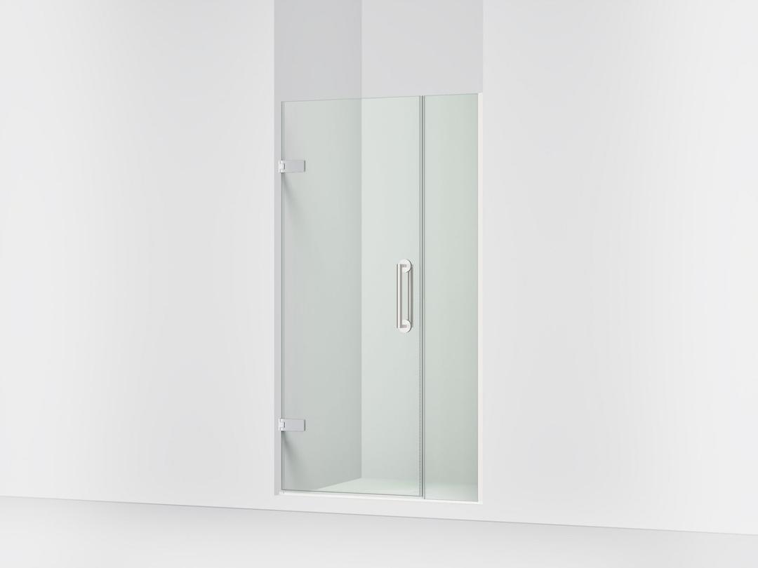 Kohler ComponentsE Frameless pivot shower door, 71-9/16'' H x 39-5/8 - 40-3/8'' W, with 3/8'' thick Crystal Clear glass - Bright Polished Silver by Kohler