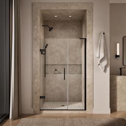 Kohler ComposedE Frameless pivot shower door, 71-3/4'' H x 45-1/4 - 46'' W, with 3/8'' thick Crystal Clear glass - Matte Black - image 4