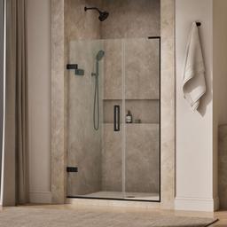 Kohler ComposedE Frameless pivot shower door, 71-3/4'' H x 45-1/4 - 46'' W, with 3/8'' thick Crystal Clear glass - Matte Black - image 2