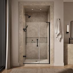 Kohler ComponentsE Frameless pivot shower door, 71-3/4'' H x 45-1/4 - 46'' W, with 3/8'' thick Crystal Clear glass - Matte Black - image 4