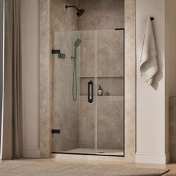 Kohler ComponentsE Frameless pivot shower door, 71-3/4'' H x 45-1/4 - 46'' W, with 3/8'' thick Crystal Clear glass - Matte Black - image 2