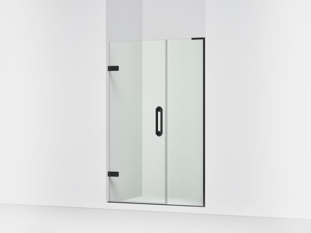 Kohler ComponentsE Frameless pivot shower door, 71-3/4'' H x 45-1/4 - 46'' W, with 3/8'' thick Crystal Clear glass - Matte Black