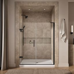 Kohler ComposedE Frameless pivot shower door, 71-3/4'' H x 57-1/4 - 58'' W, with 3/8'' thick Crystal Clear glass - Matte Black - image 4
