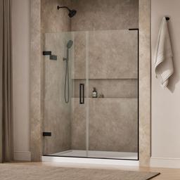 Kohler ComposedE Frameless pivot shower door, 71-3/4'' H x 57-1/4 - 58'' W, with 3/8'' thick Crystal Clear glass - Matte Black - image 2