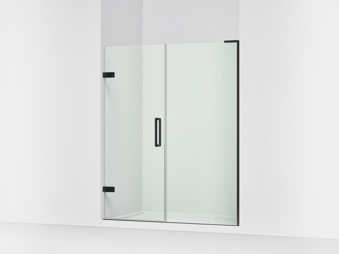 Kohler ComposedE Frameless pivot shower door, 71-3/4'' H x 57-1/4 - 58'' W, with 3/8'' thick Crystal Clear glass - Matte Black by Kohler