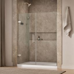 Kohler ComposedE Frameless pivot shower door, 71-3/4'' H x 57-1/4 - 58'' W, with 3/8'' thick Crystal Clear glass - Anodized Brushed Nickel - image 2