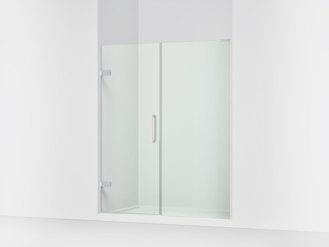 Kohler ComposedE Frameless pivot shower door, 71-3/4'' H x 57-1/4 - 58'' W, with 3/8'' thick Crystal Clear glass - Bright Polished Silver by Kohler