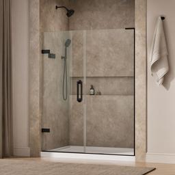 Kohler ComponentsE Frameless pivot shower door, 71-3/4'' H x 57-1/4 - 58'' W, with 3/8'' thick Crystal Clear glass - Matte Black - image 2