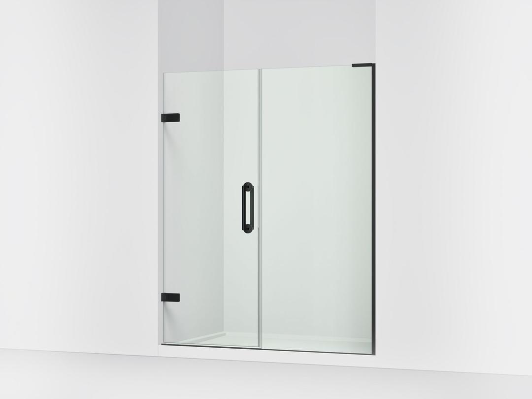 Kohler ComponentsE Frameless pivot shower door, 71-3/4'' H x 57-1/4 - 58'' W, with 3/8'' thick Crystal Clear glass - Matte Black by Kohler