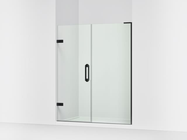 Kohler ComponentsE Frameless pivot shower door, 71-3/4'' H x 57-1/4 - 58'' W, with 3/8'' thick Crystal Clear glass - Matte Black