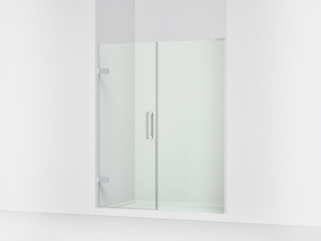 Kohler ComponentsE Frameless pivot shower door, 71-3/4'' H x 57-1/4 - 58'' W, with 3/8'' thick Crystal Clear glass - Bright Polished Silver by Kohler