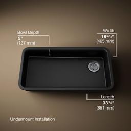 Kohler Cairn 33'' undermount single-bowl kitchen sink - Matte Black - image 3