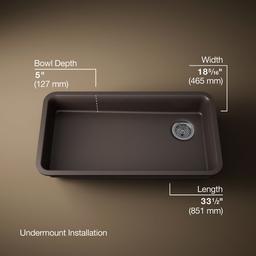 Kohler Cairn 33'' undermount single-bowl kitchen sink - Matte Brown - image 3
