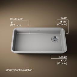 Kohler Cairn 33'' undermount single-bowl kitchen sink - Matte Grey - image 3