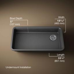 Kohler Cairn 33'' undermount single-bowl kitchen sink - Matte Graphite - image 3