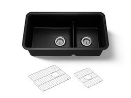 Kohler Cairn Smart Divide 33-1/2'' undermount double-bowl kitchen sink - Matte Black - image 1