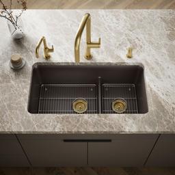 Kohler Cairn Smart Divide 33-1/2'' undermount double-bowl kitchen sink - Matte Brown - image 2