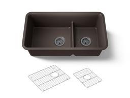 Kohler Cairn Smart Divide 33-1/2'' undermount double-bowl kitchen sink - Matte Brown - image 1