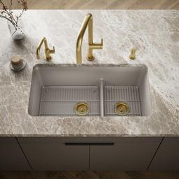 Kohler Cairn Smart Divide 33-1/2'' undermount double-bowl kitchen sink - Matte Taupe - image 2