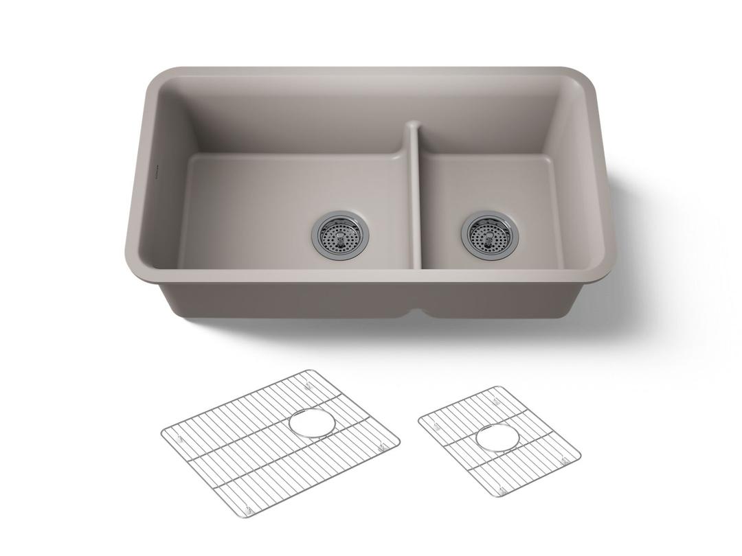 Kohler Cairn Smart Divide 33-1/2'' undermount double-bowl kitchen sink - Matte Taupe by Kohler