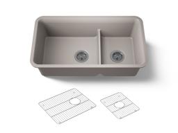 Kohler Cairn Smart Divide 33-1/2'' undermount double-bowl kitchen sink - Matte Taupe - image 1