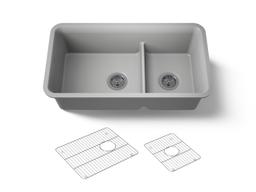 Kohler Cairn Smart Divide 33-1/2'' undermount double-bowl kitchen sink - Matte Grey - image 1