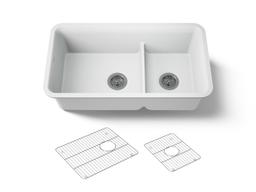Kohler Cairn Smart Divide 33-1/2'' undermount double-bowl kitchen sink - Matte White - image 1