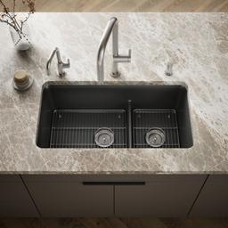 Kohler Cairn Smart Divide 33-1/2'' undermount double-bowl kitchen sink - Matte Graphite - image 2