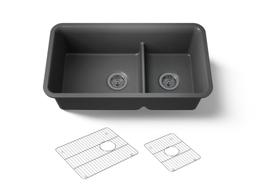 Kohler Cairn Smart Divide 33-1/2'' undermount double-bowl kitchen sink - Matte Graphite - image 1
