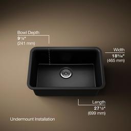 Kohler Cairn 27-1/2'' undermount single-bowl kitchen sink - Matte Black - image 3