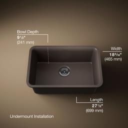 Kohler Cairn 27-1/2'' undermount single-bowl kitchen sink - Matte Brown - image 3