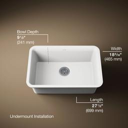 Kohler Cairn 27-1/2'' undermount single-bowl kitchen sink - Matte White - image 3