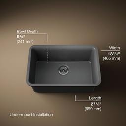 Kohler Cairn 27-1/2'' undermount single-bowl kitchen sink - Matte Graphite - image 3