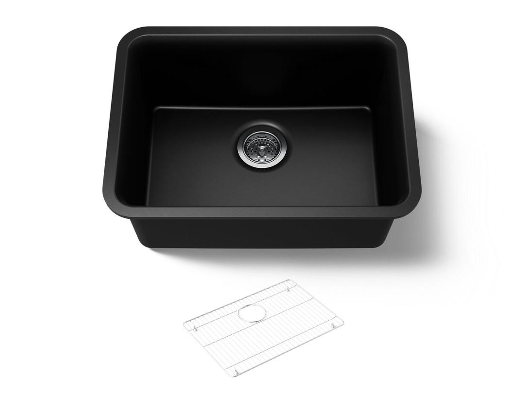 Kohler Cairn 24-1/2'' undermount single-bowl kitchen sink - Matte Black by Kohler