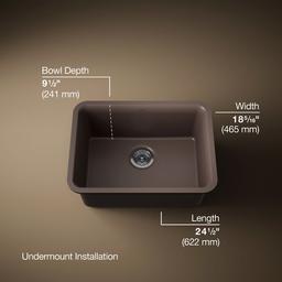 Kohler Cairn 24-1/2'' undermount single-bowl kitchen sink - Matte Brown - image 3