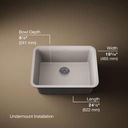 Kohler Cairn 24-1/2'' undermount single-bowl kitchen sink - Matte Taupe - image 3