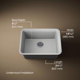 Kohler Cairn 24-1/2'' undermount single-bowl kitchen sink - Matte Grey - image 3