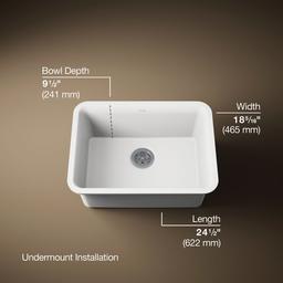 Kohler Cairn 24-1/2'' undermount single-bowl kitchen sink - Matte White - image 3