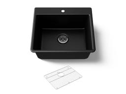 Kohler Kennon 25'' top-/undermount single-bowl kitchen sink - Matte Black - image 1