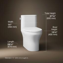 Kohler Spacity One-Piece Compact Elongated Toilet With Skirted Trapway 1.28 Gpf - White - image 3