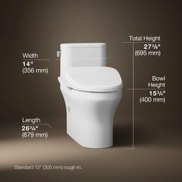 Kohler Spacity Hidden Cord One-Piece Compact Elongated Toilet With Skirted Trapway 1.28 Gpf - White - image 3