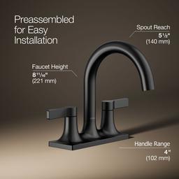 Kohler Venza Centerset bathroom sink faucet, 0.5 gpm - Matte Black - image 3