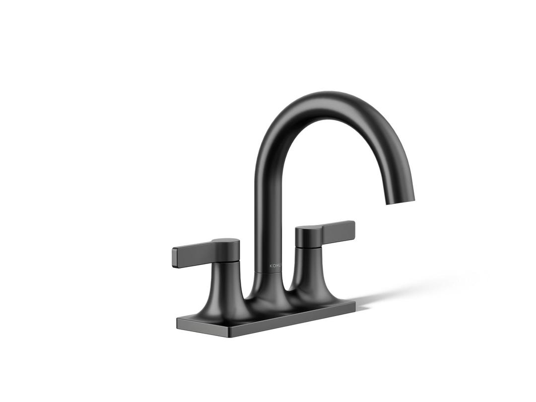 Kohler Venza Centerset bathroom sink faucet, 0.5 gpm - Matte Black by Kohler