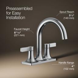 Kohler Venza Centerset bathroom sink faucet, 0.5 gpm - Polished Chrome - image 3