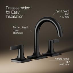 Kohler Venza Widespread bathroom sink faucet, 0.5 gpm - Matte Black - image 3