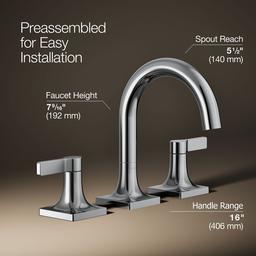Kohler Venza Widespread bathroom sink faucet, 1.2 gpm - Polished Chrome - image 3