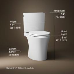 Kohler Veil Two-piece elongated toilet with skirted trapway, 1.28 gpf - White - image 3